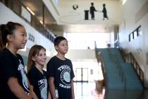 Triggs Elementary students, from left, fifth grader Anna Jung, 10, fourth grader Kaylee Wood, 8 ...