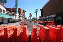 Fremont Street is closed for pedestrian and motor vehicle traffic in preparation for Life is Be ...