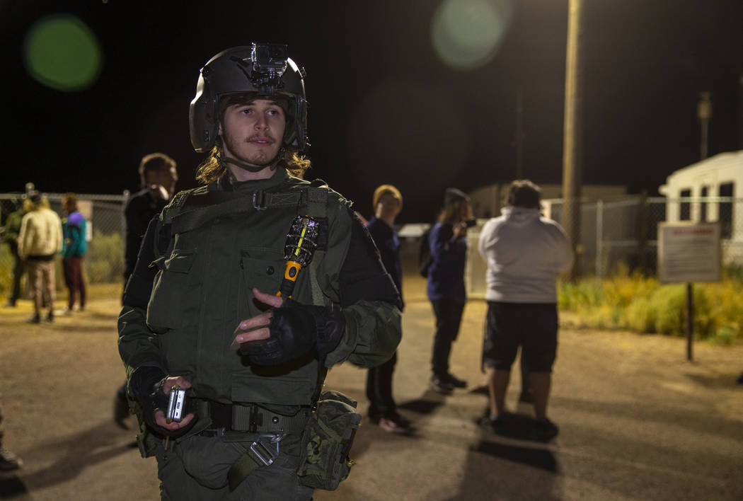 Nathan Brown of Portland, Oregon, arrives at the back gate of Area 51 in homage to the original ...