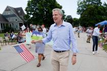 In a July 4, 2019, file photo, Democratic presidential candidate New York Mayor Bill de Blasio ...