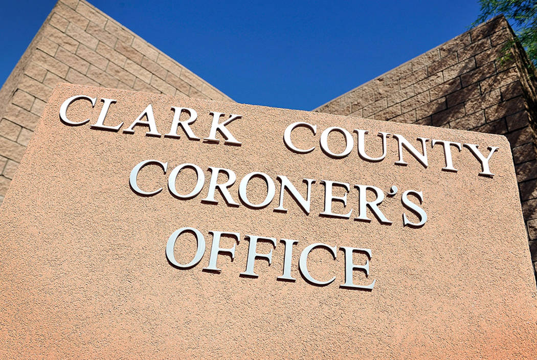 The monument sign for the Clark County Coroner is seen on Friday, Oct. 17, 2014. (Review-Journa ...