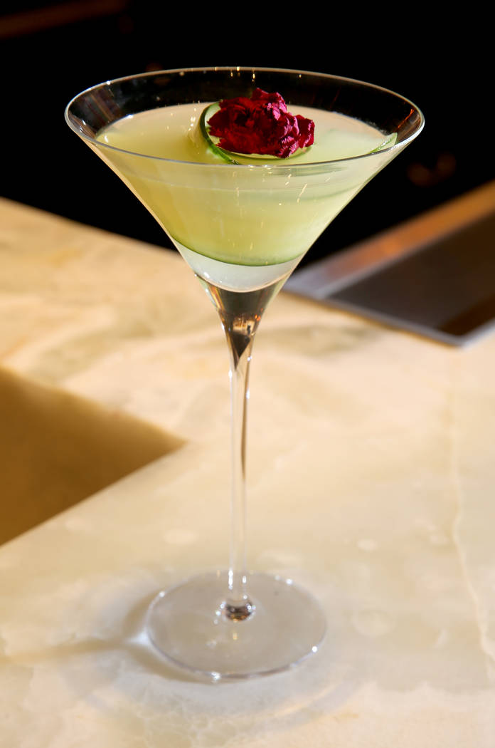 A signature cocktail at Mama Rabbit at Park MGM in Las Vegas Friday, Aug. 16, 2019. (K.M. Canno ...