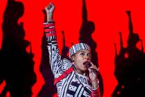 Janelle Monáe performs on the Bacardi Stage during the second day of Life is Beautiful on ...