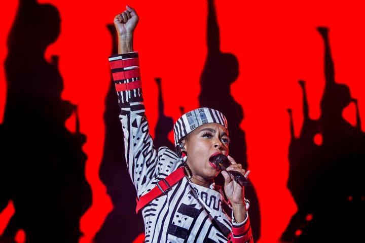 Janelle Monáe performs on the Bacardi Stage during the second day of Life is Beautiful on ...