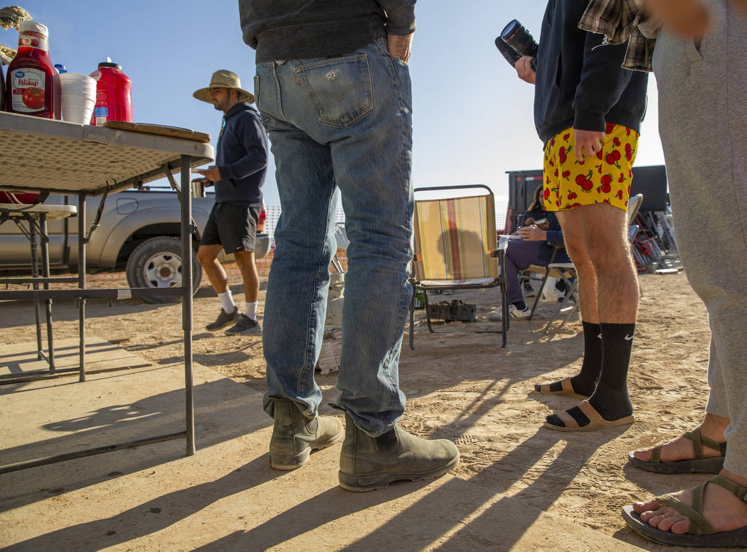 Red cherry boxers are welcome during breakfast about George Morrow's RV site during the Alienst ...