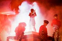 Janelle Monáe, top/middle, performs on the Bacardi Stage during the second day of Life is ...
