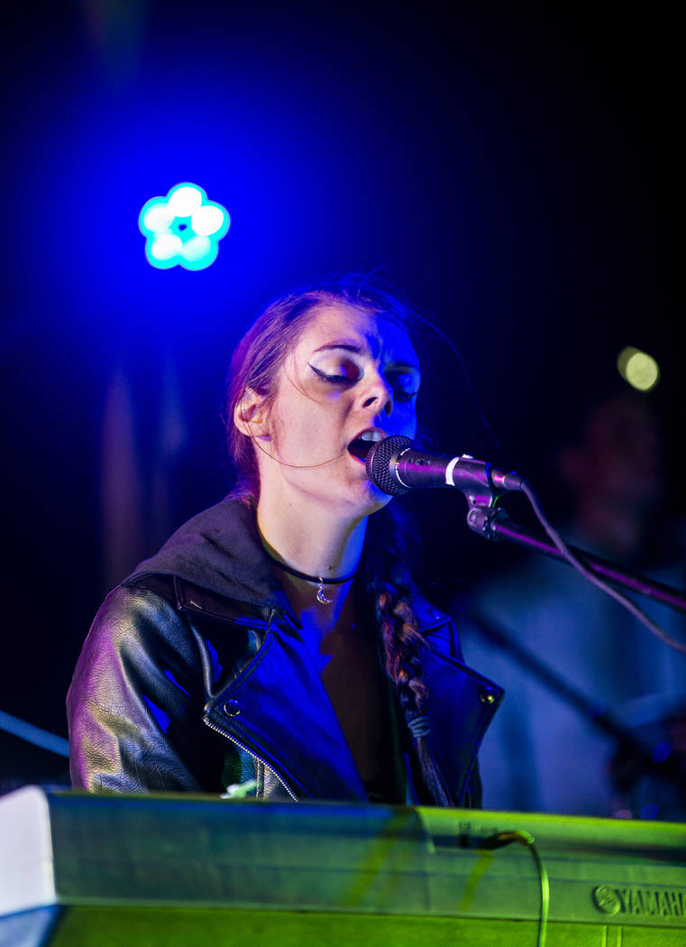 Another singer performs before festivalgoers at the main stage during the Alienstock festival o ...