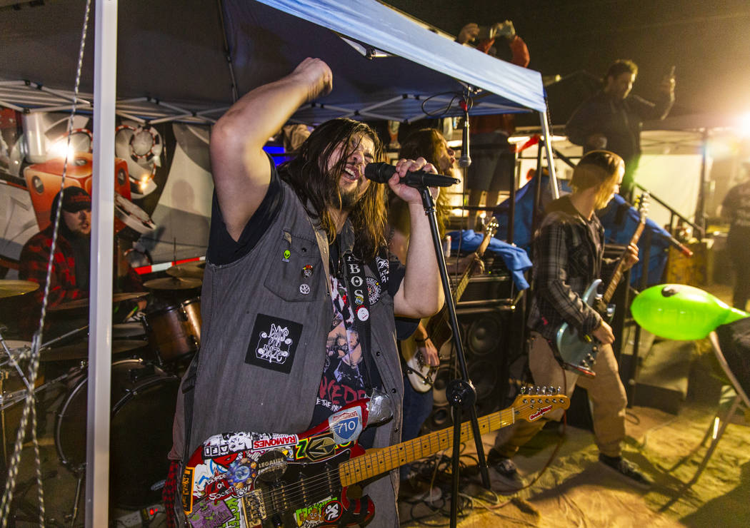A Burden on Society rocks hard before festivalgoers at the punk rock stage during the Alienstoc ...