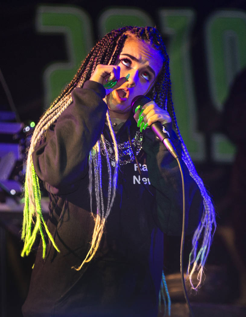 Dancer, rapper and singer Prymrr performs before festivalgoers on the main stage during the Ali ...