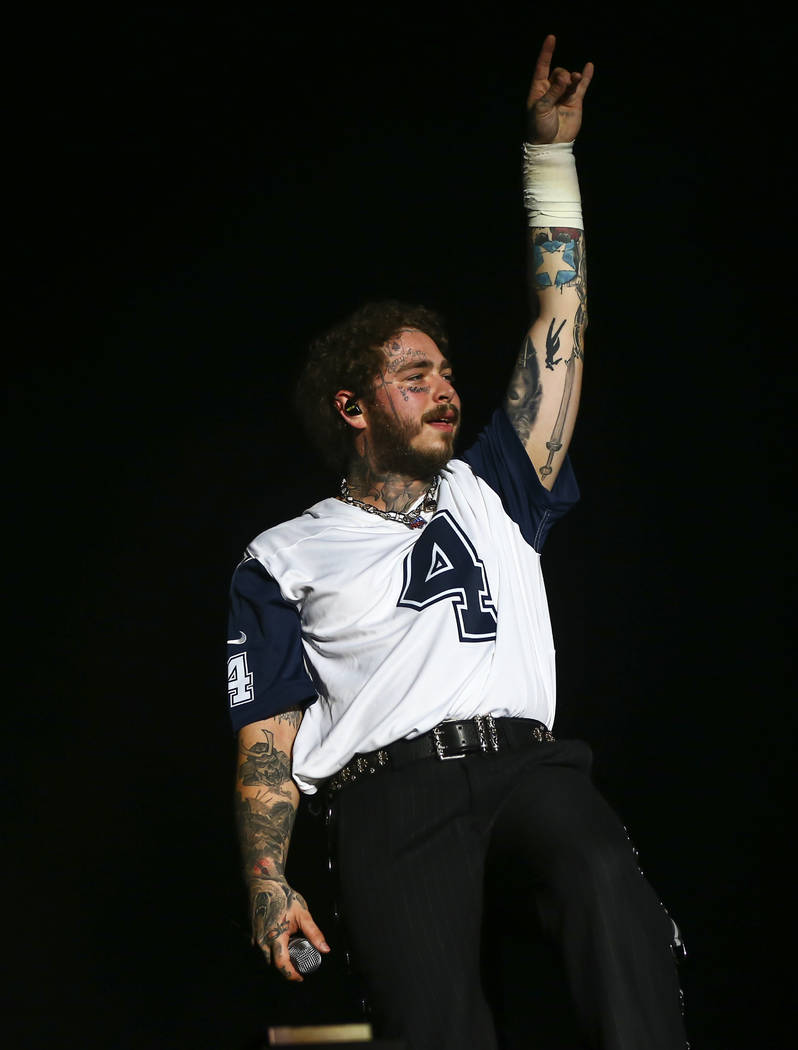 Post Malone performs at the downtown stage during day 3 of the Life is Beautiful festival in do ...