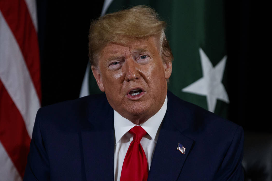 CORRECTS TO IMRAN KHAN, NOT GHANI - President Donald Trump speaks during a meeting with Pakista ...