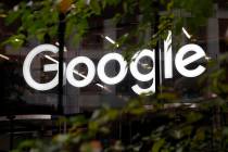 A Nov. 1, 2018, file photo shows a photo of the Google logo at its offices in Granary Square, L ...