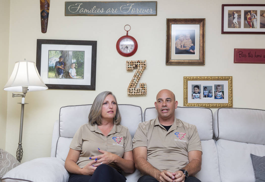 Shannon and Troy Zeeman in their Garden Grove, California, home on Monday, Sept. 23, 2019. Troy ...