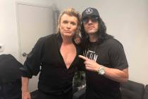 Hans Klok and Criss Angel are shown backstage at Thunderland Showroom at Excalibur on Tuesdasy, ...