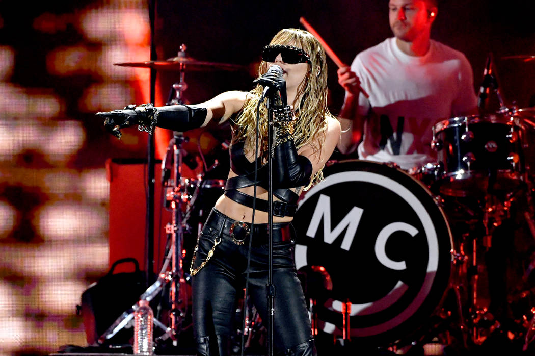 Miley Cyrus performs onstage during the 2019 iHeartRadio Music Festival at T-Mobile Arena on Se ...