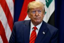 President Donald Trump speaks during a meeting with Iraqi President Barham Salih at the Lotte N ...