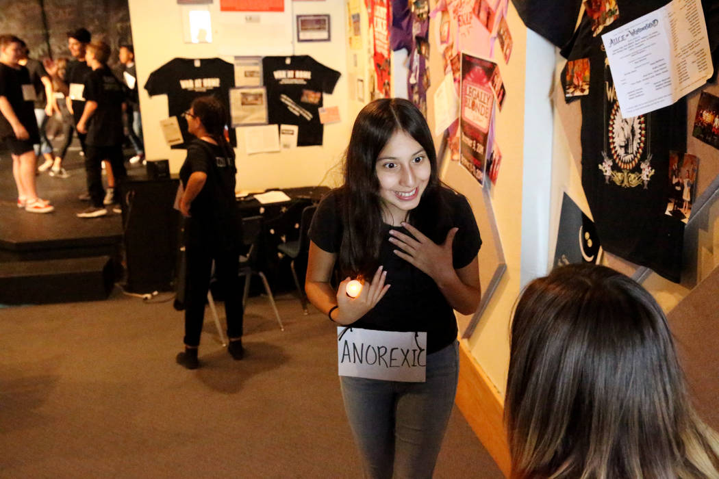 Jada Anaya, left, and Gabriela Limon prepare for a rehearsal for anti-bullying play ÒThe W ...