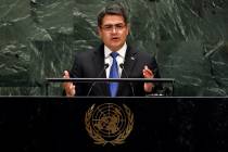 Honduras President Juan Orlando Hernandez Alvarado addresses the 74th session of the United Nat ...