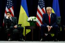 President Donald Trump meets with Ukrainian President Volodymyr Zelenskiy at the InterContinent ...