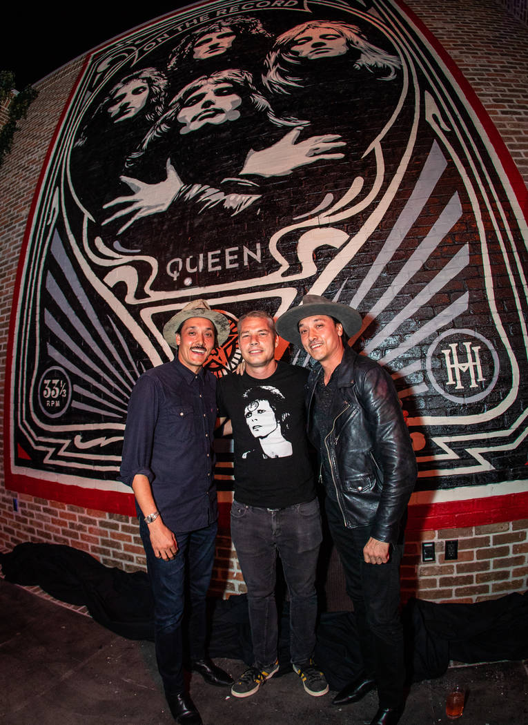 Shepard Fairey with Jonnie (left) and Mark Houston (right). (On The Record)