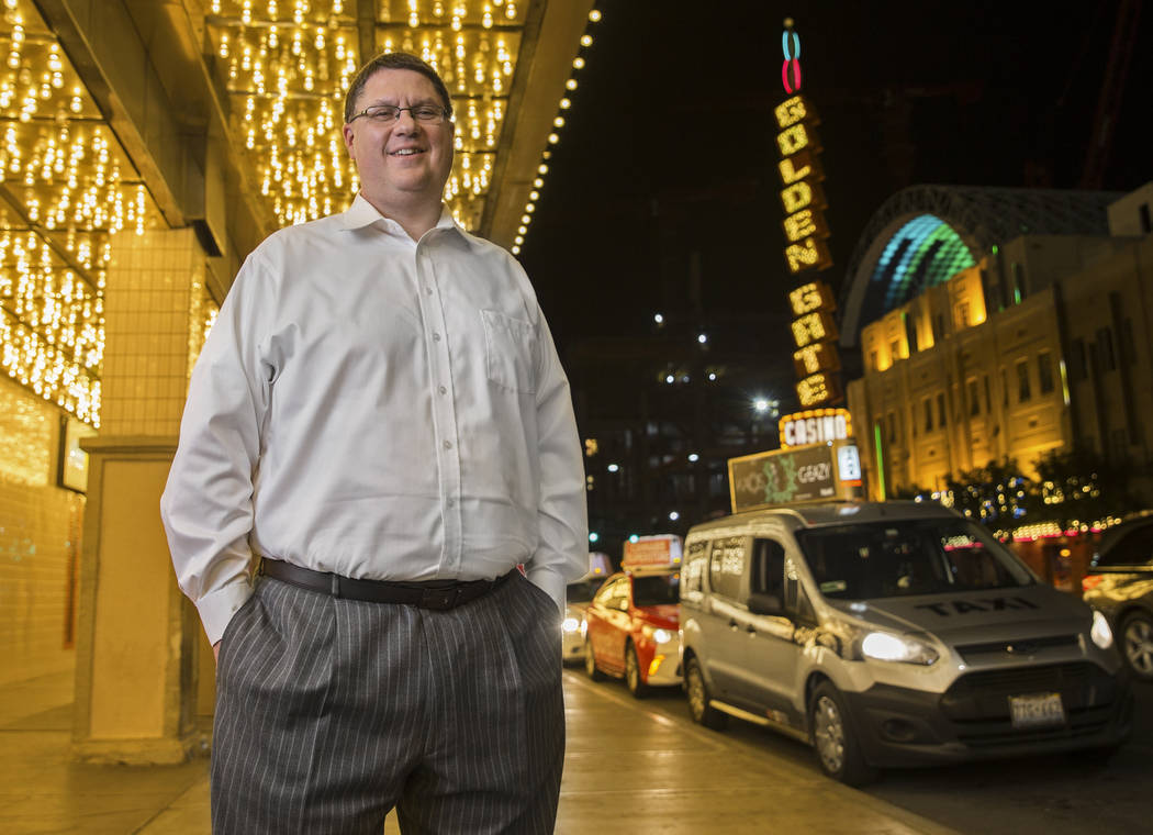 Andrew Gnatovich, 41, who ran the popular Twitter account @LVCabChronicles, outside Plaza on Th ...