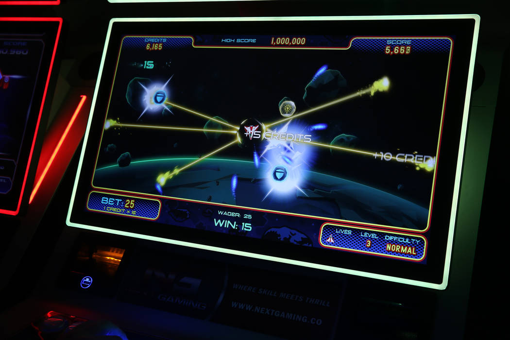 A soon-to-be-released slot machine based on the Asteroids arcade game at Next Gaming in North L ...