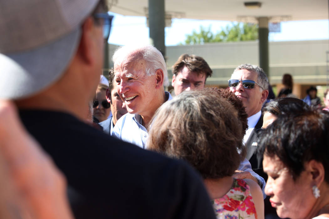Democratic presidential candidate former Vice President Joe Biden meets attendees at the East L ...