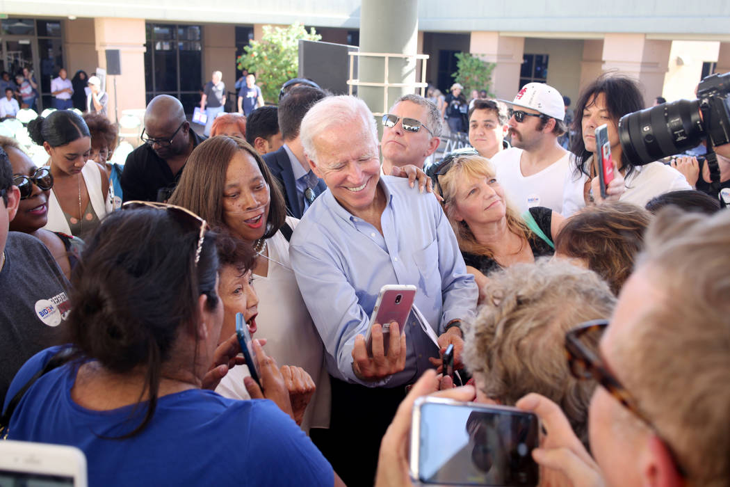 Democratic presidential candidate former Vice President Joe Biden meets supporters at the East ...