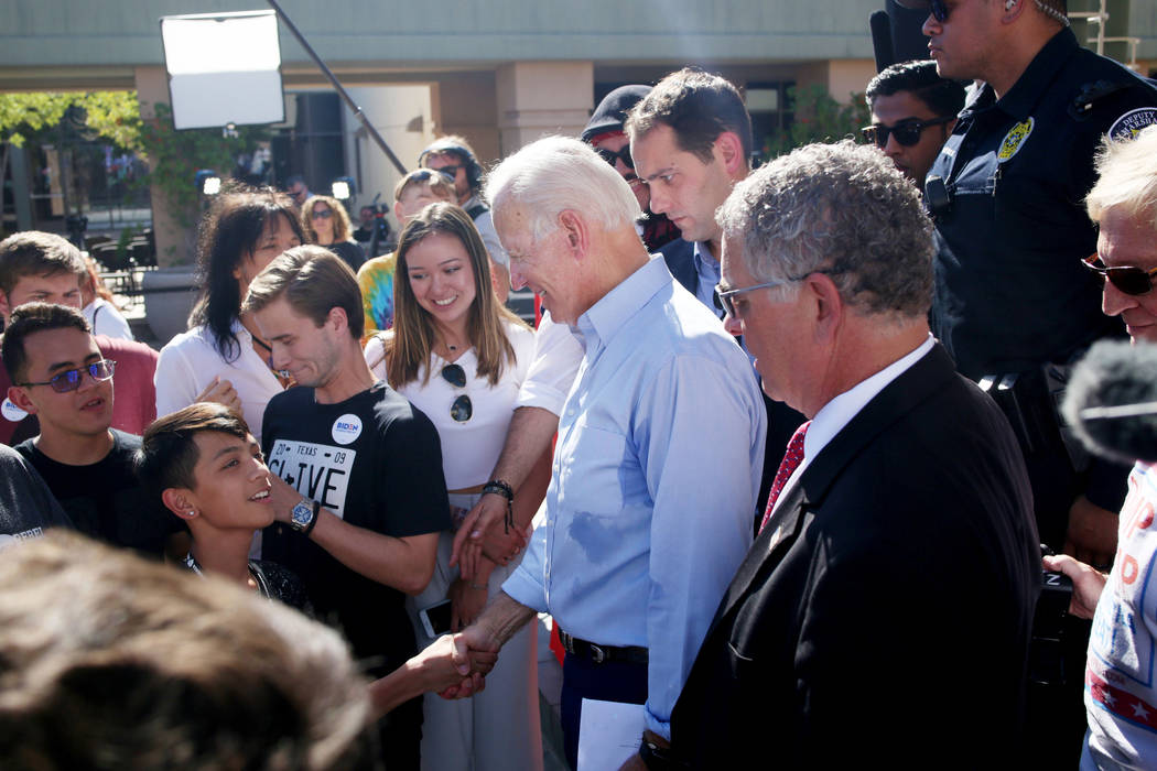 Democratic presidential candidate former Vice President Joe Biden meets supporters at the East ...