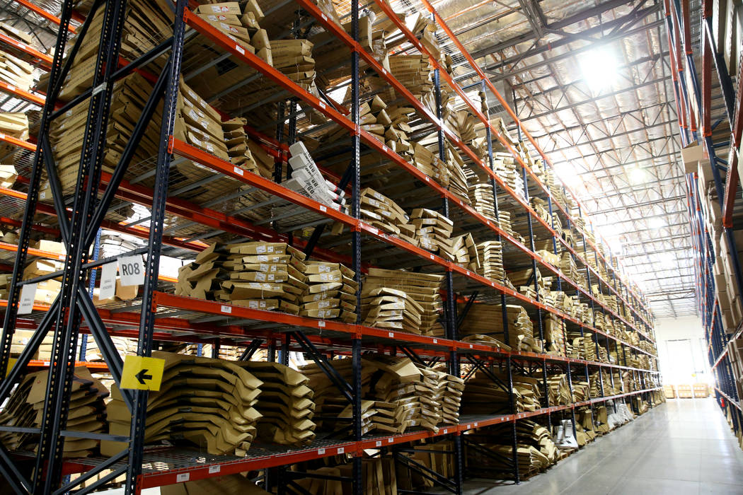 Car parts at the new CarParts.com distribution facility in Las Vegas Friday, Sept. 27, 2019. (K ...