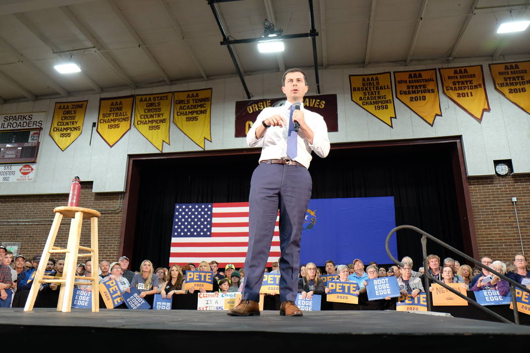 Several hundred people turned out to hear from Democratic presidential candidate Pete Buttigieg ...