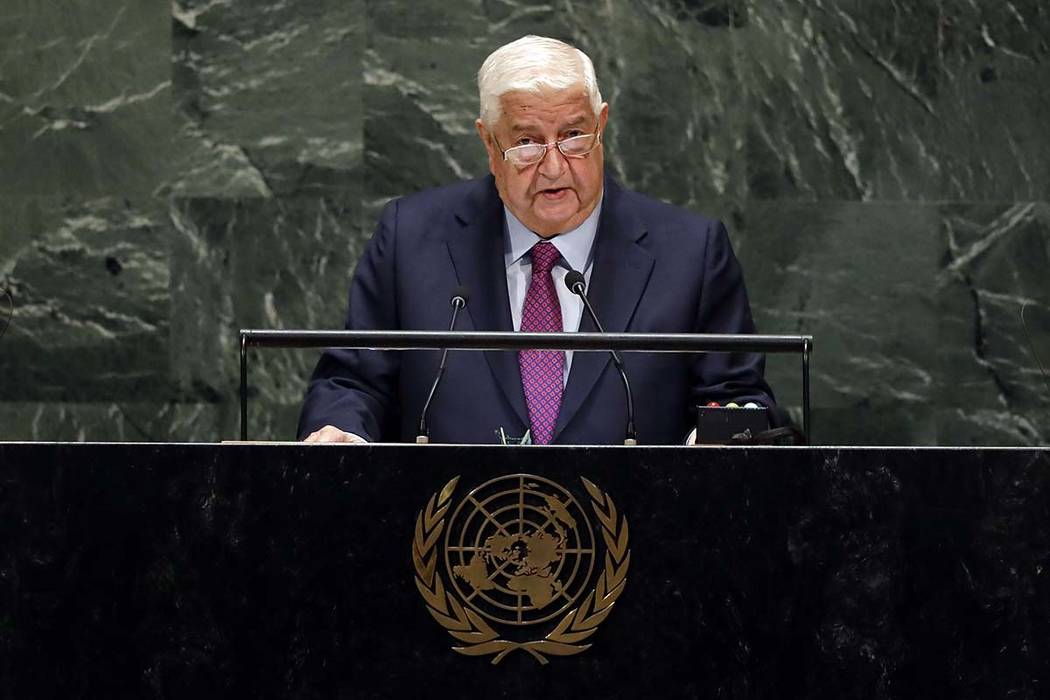 Syria's Deputy Prime Minister Walid Al-Moualem addresses the 74th session of the United Nations ...
