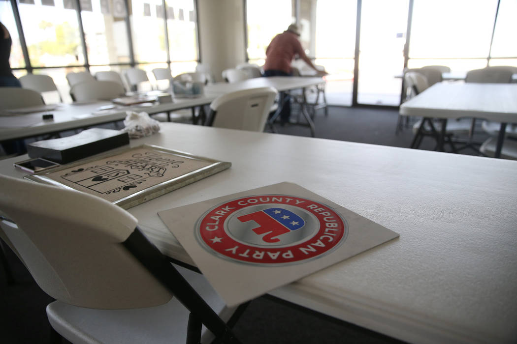 The Clark County Republican Party headquarters in Las Vegas after a break-in earlier in the mor ...