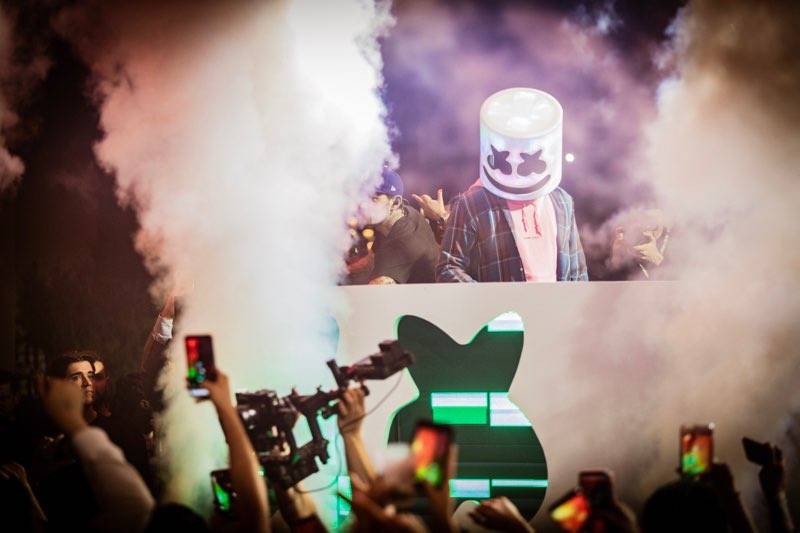 Superstar DJ Marshmello is shown at the industry night preview of Kaos Nightclub and Dayclub at ...