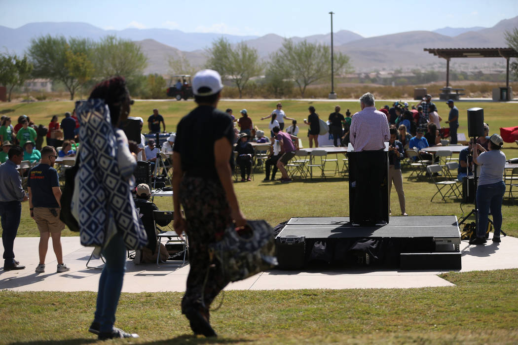 Gov. Steve Sisolak speaks during a celebration of the 3rd annual Public Lands Day at Mountains ...