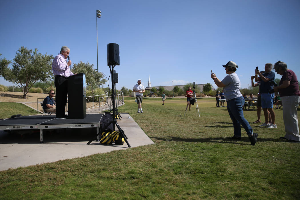 Gov. Steve Sisolak speaks during a celebration of the 3rd annual Public Lands Day at Mountains ...