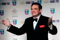 FILE - In this Feb. 21, 2008 file photo, Mexican singer Jose Jose poses for photographers backs ...