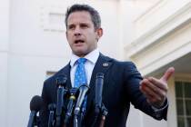 In a March 6, 2019, file photo, Rep. Adam Kinzinger, R-Ill., speaks to the media at the White H ...