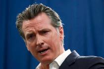 In a Sept. 16, 2019, file photo, Gov. Gavin Newsom answers a question during a news conference ...