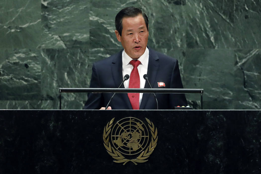 Kim Song, chair of the delegation of North Korea, addresses the 74th session of the United Nati ...