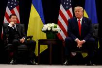 President Donald Trump meets with Ukrainian President Volodymyr Zelenskiy at the InterContinent ...