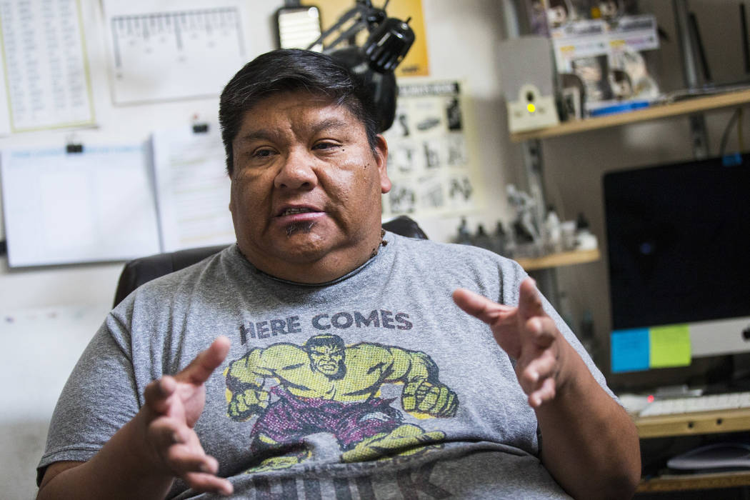 Theo Tso, creator of Captain Paiute, talks about the origins of the superhero at his home in La ...