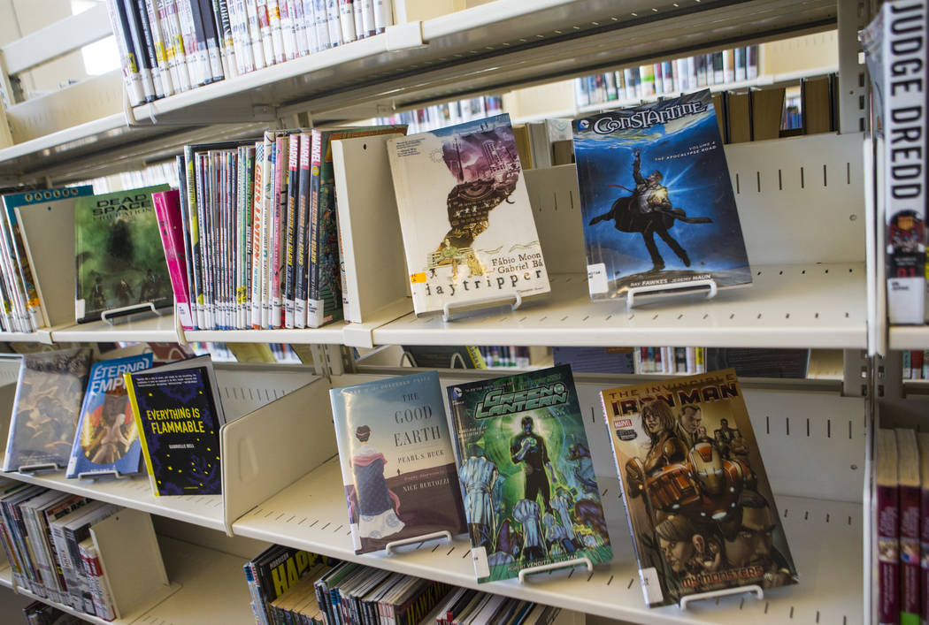 Graphic novels available at Windmill Library in Las Vegas on Wednesday, July 25, 2018. Chase St ...