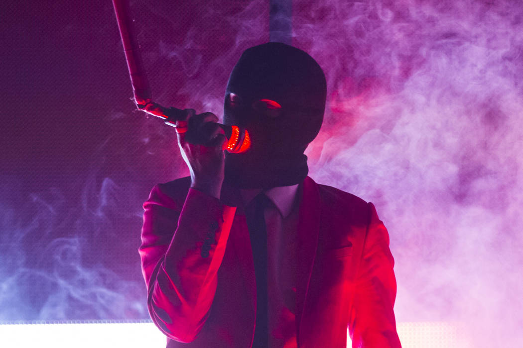 Tyler Joseph of Twenty One Pilots performs at the Mandalay Bay Events Center in Las Vegas on Sa ...