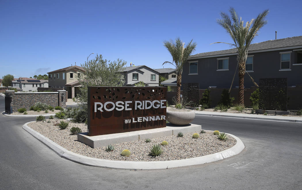 Lennar's Rose Ridge subdivision in Henderson, Wednesday, Aug. 21, 2019. (Erik Verduzco / Las Ve ...