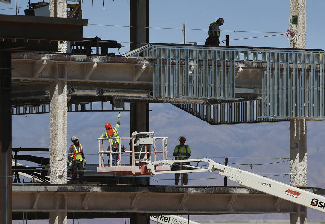 Construction at the Raiders practice facility in Henderson, Wednesday, Aug. 21, 2019. (Erik Ver ...