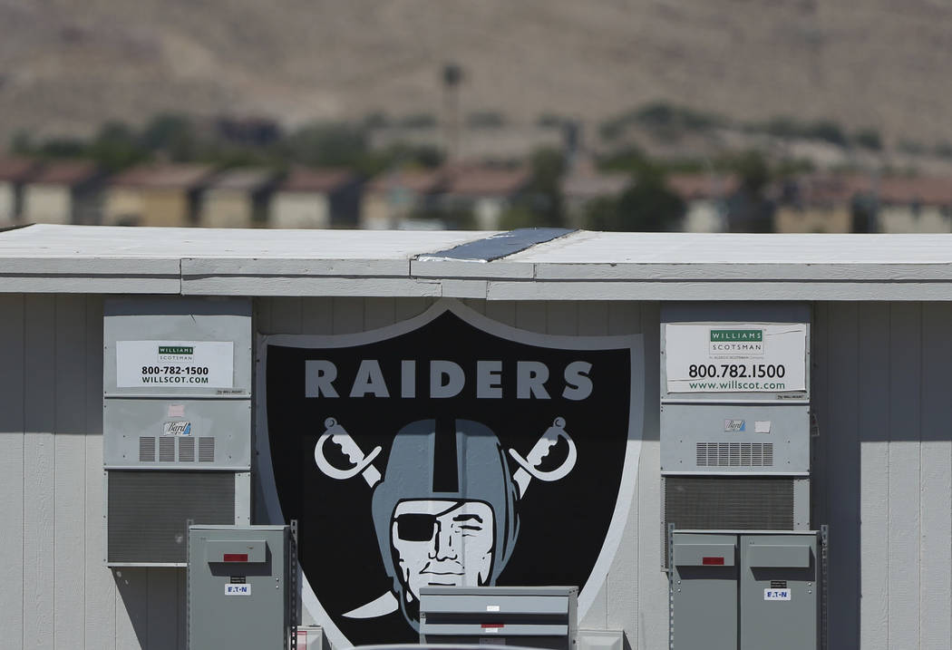 A portable office at the Raiders practice facility in Henderson, Wednesday, Aug. 21, 2019. (Eri ...