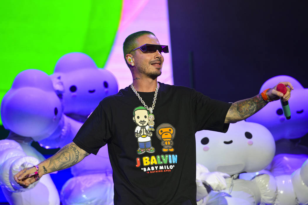 J Balvin performs on day three of Lollapalooza in Grant Park on Saturday, Aug. 3, 2019, in Chic ...