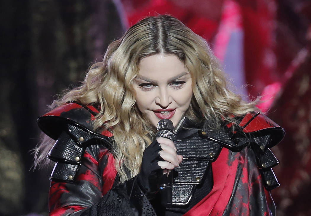 FILE - In this Feb. 20, 2016 file photo, Madonna performs during the Rebel Heart World Tour in ...