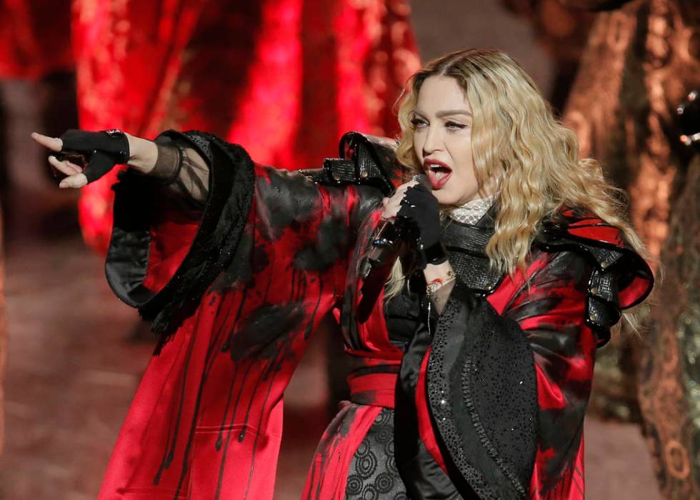 U.S. singer Madonna performs during the Rebel Heart World Tour in Macau, China, Saturday, Feb. ...